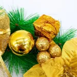 Corona Navideña Oro Decorada Feliz Navidad