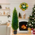 Corona Navideña Oro Decorada Feliz Navidad