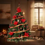 Árbol  Navidad Montañes Luxe 1.80mts-decorado Rojo Cyber
