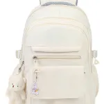 Mochila Escolar Urbana Primaria Secundaria Portanotebook 21l Color Crema Liso