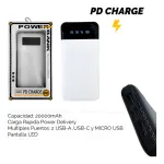 Cargador Portatil Carga Rapida Usb 20000mah Power Bank