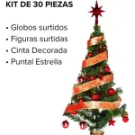 Arbolito De Navidad 80cm Con Adornos 30 Piezas Rojo