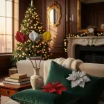 Flor 25cm Plata Arbol De Navidad Adornos Decoración X4u