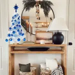 Arbol De Navidad Blanco 80cm Con Adornos 30 Piezas Azul