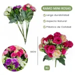 Ramo Mini Rosa Rococo Flores Artificiales 30cm Decoración X1