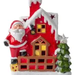 Decoracion Navideña Papa Noel Ceramica Con Luz 26cm Adornos