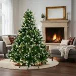 Arbol De Navidad Pino Natural Nevado Con Berry 1.50mts Color Verde