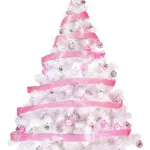 Arbol De Navidad Blanco Montañes Deluxe 1,80mts + Kit Rosa