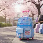 Mochila Escolar Infantil Carrito Con Ruedas Kawaii Flores