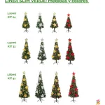 Arbol De Navidad Decorado Slim Verde 1,50mt + Kit Decoracion