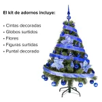 Arbol De Navidad Tronador Lujo 1,20mts Pino Decorado Azul
