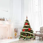 Arbolito Navidad Montañes Deluxe 1.50mts + Deco Rojo Oro