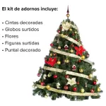Arbol Navidad Patagonia 1.30mt Kit X50 Rojo Oro Cybermonday