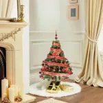 Arbol Navidad Tronador De Lujo 1,20mts + Kit 30 Adornos Rojo