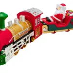 Pista Tren Navideño Luz Y Sonido Locomotora Vagones Juguete Color Rojo