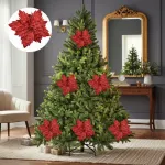 Flor 25cm Plata Arbol De Navidad Adornos Decoracion X4u