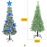Arbol Navidad Tronador Slim Nevado 1,50mt + Kit Decoracion