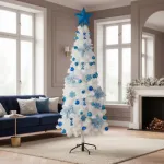 Arbol Navidad Tronador Slim Blanco 1,80mt + Kit 41 Deco Azul