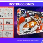 Pista De Carreras Espacial Pista Con Astronautas Cohete Y Auto Blanco