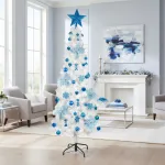 Arbol Navidad Tronador Slim Blanco 1,80mt + Kit 41 Deco Azul