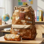 Mochila Escolar + Cartuchera Capibara Infantil Para Niños/as