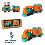 Tren Con Figuras Encastrables Juguete Eco Bioplastico Color Turquesa Personaje Tren Ecológico