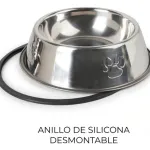 Plato Bebedero Mascota Para Agua Comida Perro Gato Plateado