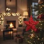 Adorno Navideño Estrella Colgante X4 Decoración Para Arbol