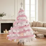 Árbol De Navidad Blanco Montañes Deluxe 1.5mts + Kit Rosa