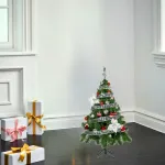 Arbol De Navidad Tronador Lujo 1,20mts Kit 30 Rojo Plata