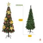 Arbol De Navidad Decorado Slim Verde 1,80mt + Kit Decoracion