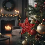 Adorno Navideño Estrella Colgante X4 Decoración Para Arbol