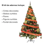Arbol Navidad Tronador Lujo 1,80mts + Kit 60 Deco Rojo Oro