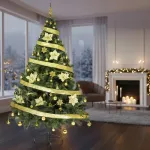 Arbol Navidad Tronador De Lujo 2,10mts + Kit 60 Adornos Oro