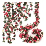 Flores Artificiales Guirnalda Guía De Rosa Enredadera 2.4m