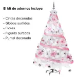 Arbol Navidad Blanco Tronador De Lujo 1.80mts + Kit Rosa