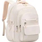 Mochila Escolar Urbana Primaria Secundaria Portanotebook 21l Color Crema Liso