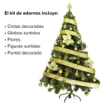 Arbolito Navidad Tronador De Lujo 1,50mts + Kit 40 Oro