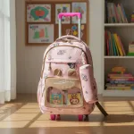 Mochila Carrito Escolar + Cartuchera La Bubu Base Reforzada