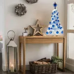 Arbolito De Navidad Blanco 80cm Con Adornos 30 Piezas Azul