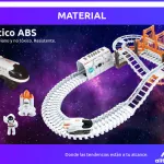 Pista De Carreras Espacial Pista Con Astronautas Cohete Y Auto Blanco