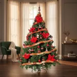 Árbol De Navidad Montañes Deluxe 1.80mts Rojo Black Friday
