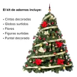 Arbolito Navidad Extra Lujo Patagonia 1.80m Adornos Rojo Oro