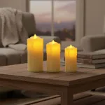 Velas Set X3 Velon Luz Led Calida Llama Efecto Fuego A Pilas