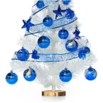 Arbol De Navidad Blanco 80cm Con Adornos 30 Piezas Azul
