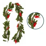 Guirnalda Navideña De Pino Muerdago Colgante Con Bayas Deco