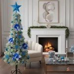 Arbol Navidad Tronador Slim Nevado 1,50mt + Kit Decoracion