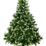 Arbol De Navidad Pino Natural Nevado Con Berry 1.50mts Color Verde