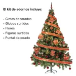 Arbol Navidad Tronador 2,10mts + Kit 60 Rojo Cybermonday