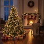 Arbol De Navidad Pino Natural Nevado Con Berry 1.50mts Color Verde